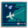 Tile 2 x 2 with Flight Status Monitor, White Plane over Dark Blue Water, Dark Turquoise Land Pattern
