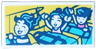 Tile 1 x 2 with Photo of Friends Minifigures on Roller Coaster Ride on Yellow Background Pattern