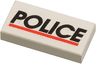 Tile 1 x 2 with 'POLICE' Red Line Pattern