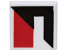 Tile 1 x 1 with Black Triangle and Red Stripe Pattern Model Right Side