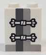 Brick 1 x 2 x 2 with Inside Stud Holder with White Frog Clasps and Thick Gray Lines Pattern