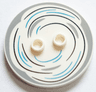 Tile, Round 4 x 4 with 2 Hollow Studs with Black, Light Bluish Gray and Dark Azure Swirl Pattern