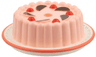 Cake with Red Cherries, Chocolate Wedges and Light Salmon Frosting Pattern