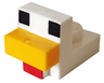 Creature Head Pixelated with Molded Bright Light Orange Beak and Printed Black Eyes and Red Wattle Pattern (Minecraft Chicken)