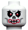 Minifigure, Head Skull Red Eyes and Mouth Outline, Light Bluish Gray Cheek Lines, Furrowed Brow, Evil Grin Pattern