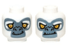 Minifigure, Head Dual Sided Alien Chima Gorilla with Yellow Eyes, Fangs and Gray and White Face, Happy / Angry Pattern (Grizzam)