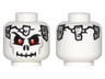 Minifigure, Head Skull Red Eyes, Black Cracks, Silver Metal Plates, Light Bluish Gray Cheek Lines, Evil Grin Pattern
