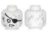 Minifigure, Head Alien with PotC Gray Cracks and Spots, Black Eye Patch, White Eyes, Crooked Scowl Pattern