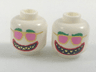 Minifigure, Head Dual Sided Alien Green Eyebrows, Gold Sunglasses with Pink Lenses, Pointed Teeth, Wide Mouth / Wide Open Mouth Pattern
