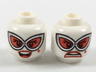 Minifigure, Head Dual Sided Female Large Silver Goggles with Red Lenses, Red Lips and Diamond Beauty Mark, Smile / Frown Pattern