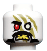 Minifigure, Head Alien Ninjago Red Eye Right, Olive Green Stripes, Moustache, Yellow Teeth Pattern