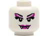 Minifigure, Head Alien Female Vampire with Magenta Lips, Fangs, and Bright Pink and Magenta Eye Shadow Pattern (BAM)