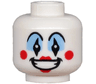 Minifigure, Head Clown, Medium Blue Eye Shadow, Open Mouth Smile, Red Cheeks and Lips Pattern