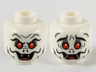 Minifigure, Head Dual Sided Alien, Dark Bluish Gray Fur, Black Eyebrows and Nostrils, Red Eyes, Fangs, Angry / Scared Pattern