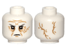 Minifigure, Head Dark Bluish Gray Eyebrows, Light Nougat Eye Shadow, Dark Tan Wrinkles, Scar, Frown, 2 Large Scars on Back Pattern