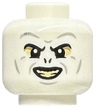 Minifigure, Head Alien with HP Voldemort Black Eyebrows and Nostrils, Light Bluish Gray Wrinkles, Dark Tan and Tan Eye Shadow, Open Mouth Smile with Bright Light Yellow Teeth Pattern