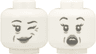 Minifigure, Head Dual Sided Alien Ghost with Dark Bluish Gray Eyebrows, Light Bluish Gray Lips and Wrinkles, Lopsided Grin and Wink / Scared Open Mouth with Top Teeth Pattern (BAM)