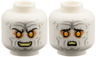 Minifigure, Head Dual Sided Light Bluish Gray Wrinkles, Black Eyebrows, Medium Nougat Eye Shadow, Bright Light Orange Eyes, Bright Light Yellow Teeth, Evil Grin / Scared Pattern