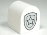 Duplo, Brick 2 x 2 x 2 Slope Curved Double with Police Star Badge Metallic Silver Pattern