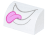 Slope, Curved 1 x 2 with Bottom Stud Holder with Dark Bluish Gray Open Mouth Smile with Bright Pink Tongue Pattern (Super Mario Polterpup Lower Face)