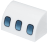 Slope, Curved 1 x 2 with Bottom Stud Holder with Dark Silver and Metallic Light Blue Airplane Windows Pattern