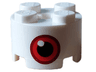 Brick, Round 2 x 2 with Axle Hole with Red and Black Eye with White Dot Pattern