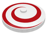 Dish 4 x 4 Inverted (Radar) with Solid Stud with Red Spiral Pattern