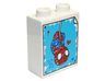 Duplo, Brick 1 x 2 x 2 with Drawing of Spider-Man Hanging with Red Heart Pattern
