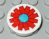 Tile, Round 2 x 2 with Scala Red Flower and Blue Center Pattern