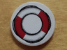 Tile, Round 2 x 2 with Red and White Life Preserver on Rope Outline Pattern (Sticker) - Set 8426