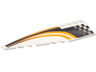 Wedge 12 x 3 Left with Faded Black Checkered Panel and Curved Orange Stripes Pattern
