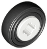 Wheel 8mm D. x 6mm with Black Tire 14mm D. x 4mm Smooth Small Single (4624 / 3139)