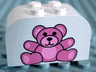 Slope, Curved 4 x 2 x 2 Double with 4 Studs with Teddy Bear Pattern