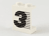 Panel 1 x 2 x 2 - Solid Studs with Black Number 3 and Lines Pattern