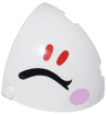 Brick, Round Corner 4 x 4 x 2 2/3 Dome Top with Black Closed Eyelid, Bright Pink Cheek Oval, and Red Eyelashes Pattern Model Left Side