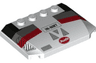 Wedge 4 x 6 x 2/3 Triple Curved with 'IN-NM7' Oval Audi Logo and Black, Dark Bluish Gray and Red Racing Stripes Pattern
