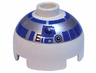 Brick, Round 2 x 2 Dome Top with Silver and Blue Pattern (R2-D2)