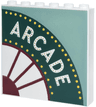 Panel 1 x 6 x 5 with Dark Green Marquee Sign, Dark Red Curved Window Segments and 'ARCADE' on Sand Green Background Pattern Model Left Side