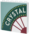 Panel 1 x 6 x 5 with Dark Green Marquee Sign, Dark Red Curved Window Segments and 'CRYSTAL' on Sand Green Background Pattern Model Right Side