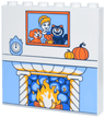 Panel 1 x 6 x 5 with Fireplace, Portrait of Cinderella, Bruno,  Gus and Lucifer, Orange Pumpkin and Bright Light Blue Clock Pattern
