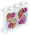 Panel 1 x 4 x 3 with Side Supports - Hollow Studs with Sign with 4 Ice Cream Cones and Prices Pattern