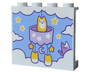 Panel 1 x 4 x 3 with Side Supports - Hollow Studs with Clouds, Medium Lavender Mobile with Crescent Moon and Yellow Stars and Cats on Bright Light Blue Background Pattern