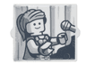Glass for Window 1 x 2 x 2 Flat Front with Female Minifigure Singer Piano Player and Microphone Pattern