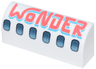 Slope, Curved 1 x 4 x 1 1/3 with Dark Silver and Metallic Light Blue Airplane Windows, Coral and Medium Azure 'WONDER' Pattern