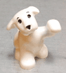 Dog, Belville, Sitting with Raised Paw with Black Eyes, Eyebrows and Nose Pattern