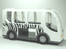 Duplo Bus with Dark Bluish Gray Chassis and Flat Silver Wheels, with Black Zebra Stripes Pattern