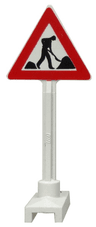Road Sign Triangle with Thin Worker and 2 Piles Pattern