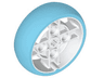 Wheel 43 x 14 Technic with Axle Hole and 4 Pin Holes with Molded Medium Azure Hard Rubber Tire Pattern