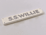 Tile 1 x 6 with 4 Silver Nails and 'S.S.WILLIE' Pattern