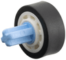 Wheel 11mm D. x 8mm with Center Groove, 8 Spokes and Smooth Side with Black Tire 14mm D. x 6mm Solid Smooth, Fixed Rotatable Bright Light Blue Technic, Axle 1L with Pin without Friction Ridges with Squared Hole (6683 / 50945 / 5794)